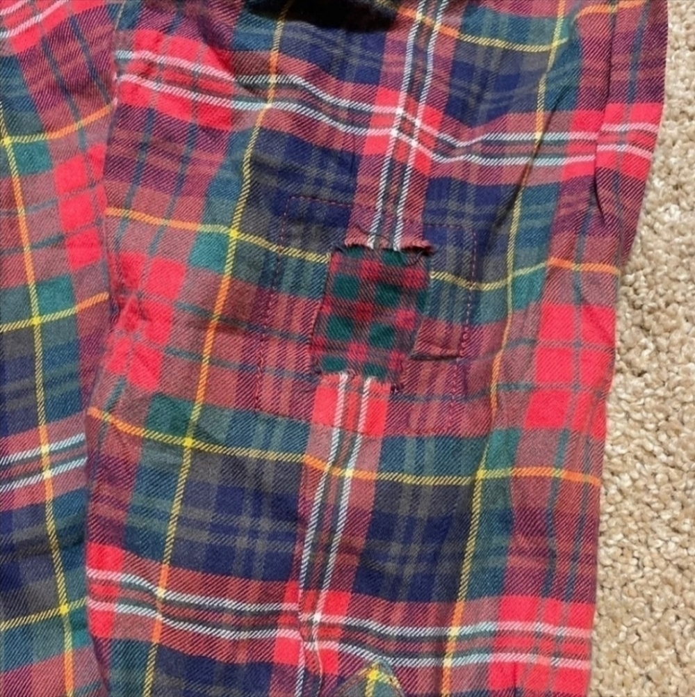 American Eagle AEO Cozy Cabin Cropped Patched Flannel Shirt Red Women's Small S - Picture 11 of 14